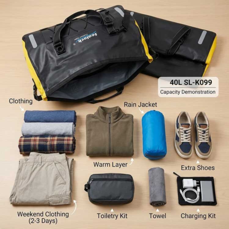 Sac de sport étanche de 40 L : guide de capacité pour les aventures du week-end