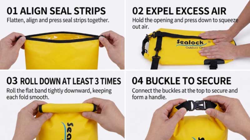 Comment fermer et utiliser un sac sec à roulettes